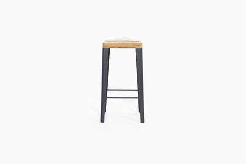 Yellow Diva WBS3 solid timber mid bar stool coloured steel legs